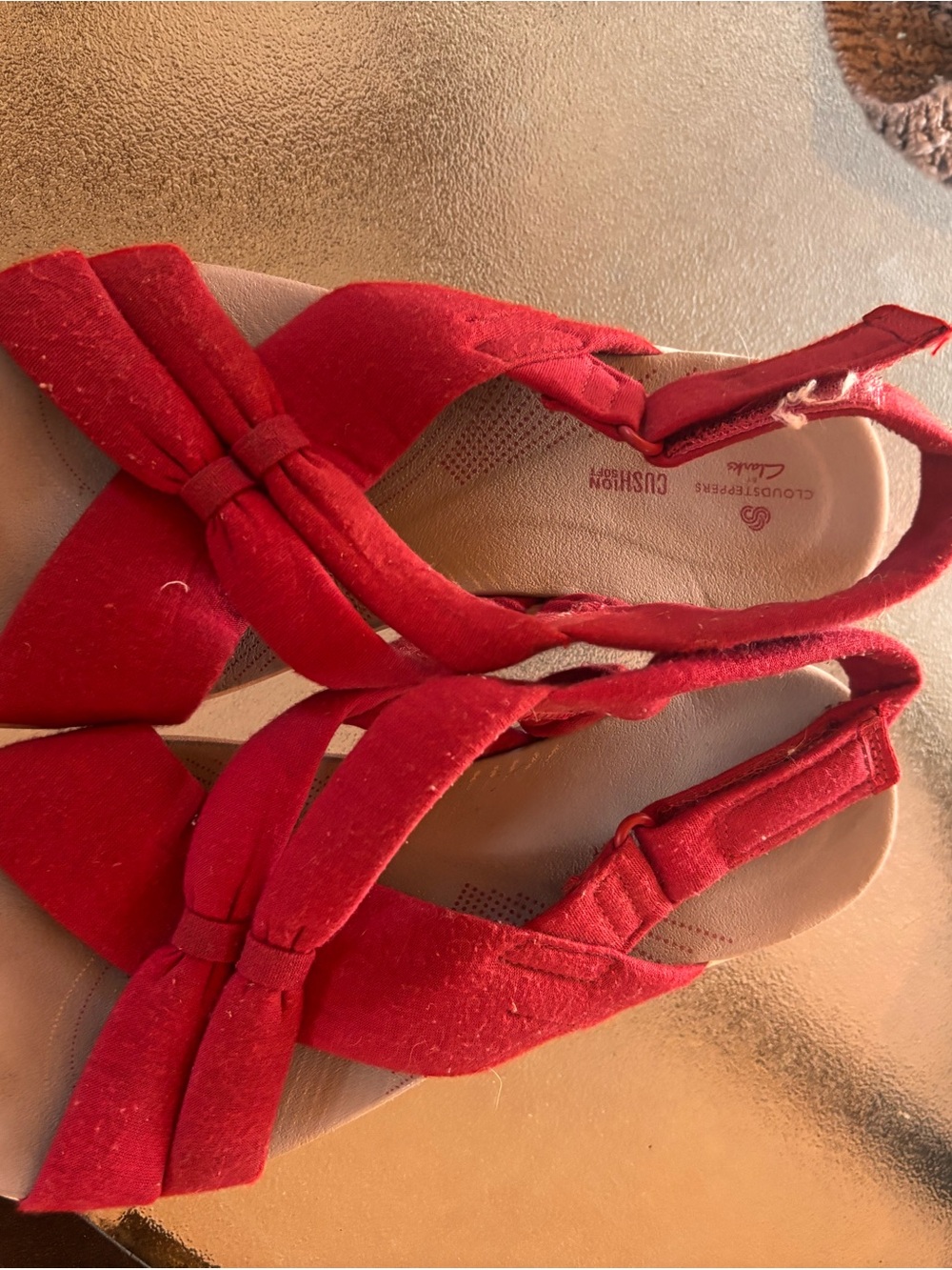 Clarks Red Bow Slingback Sandals for Women